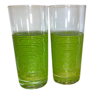 1960s Culver Ltd. 'Icicle' Ring Pattern Tall Glasses Set of 2