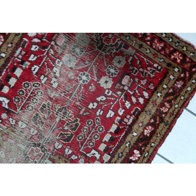 Antique Persian Hamadan Distressed Handmade Rug 2.6' X 4.4' 1920s For Sale - Image 9 of 11
