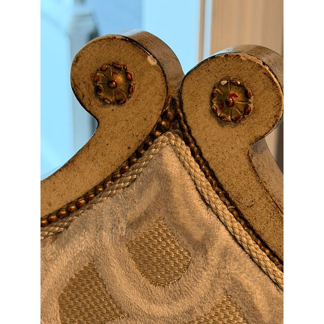 2000 - 2009 Dixie & Grace Shield‑Back Occasional Chair – Gilt Accents & Custom Upholstery For Sale - Image 5 of 9