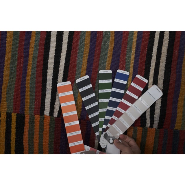 1960s Oversize Bohemian Striped Wool Kilim Rug 9'6'' X 12'4'' For Sale - Image 12 of 12