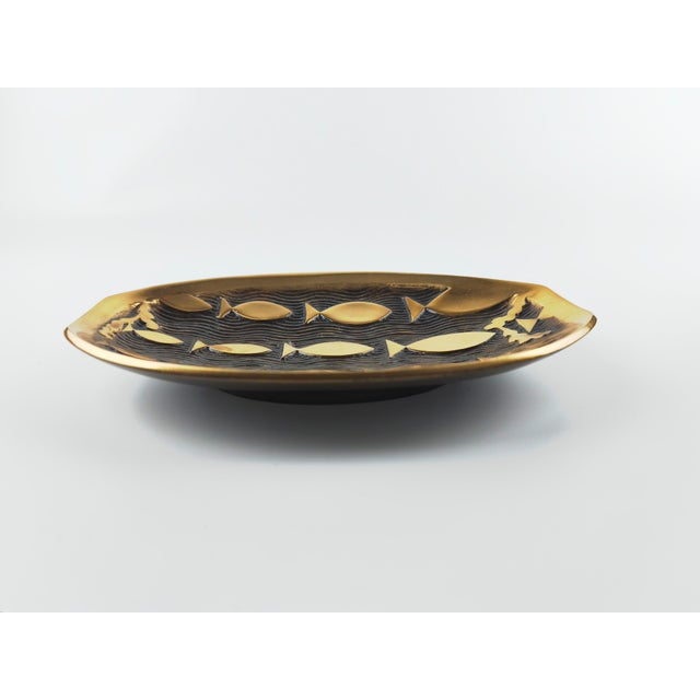 Metal Mid-Century Modern Danish Bronze Fish Pattern Dish from Aedel Malm, 1960s For Sale - Image 7 of 8