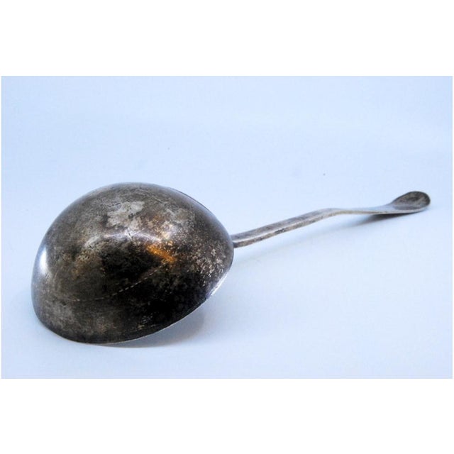 Plain Silver Soup Ladle with Flower Engraved on the Handle For Sale - Image 5 of 10