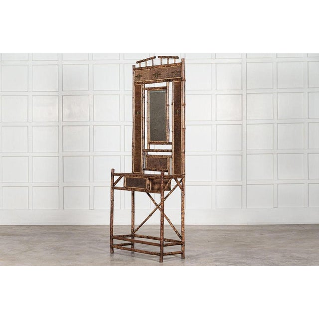 19th Century English Bamboo Mirrored Hall Stand, 1870s For Sale - Image 3 of 16