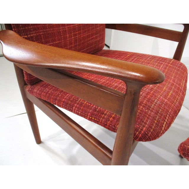 Maroon Finn Juhl 192 Teak Lounge Chair and Ottoman Denmark For Sale - Image 8 of 15
