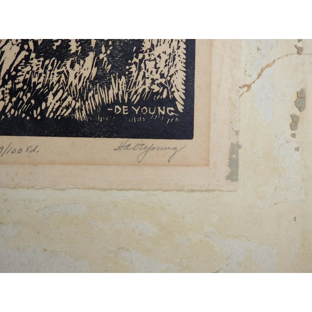 Vintage early 20th century woodcut print by Harry Anthony De Young (1893-1956) Texas. Signed, numbered 49/100 and titled...
