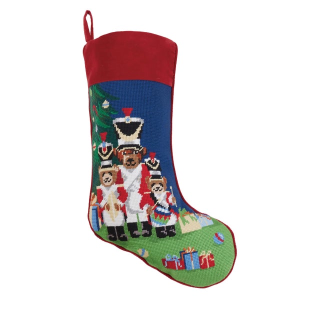 Embroidered Needlepoint Style Stocking Front: Polyester, Back: Cotton Velvet velvet cuff 100% cotton velvet backing 11x18...