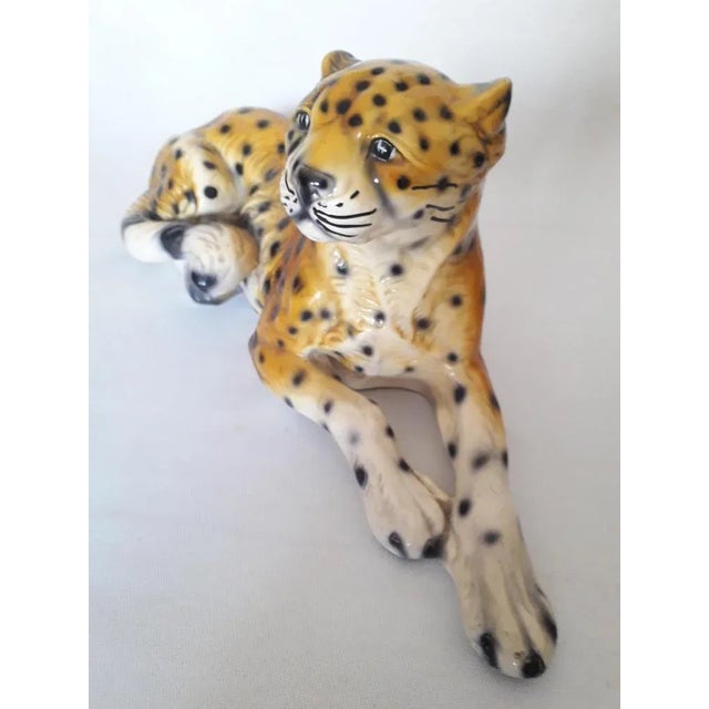 Mid-Century Modern Vintage Italian Ceramic Leopard Sculpture, 1960s For Sale - Image 3 of 9