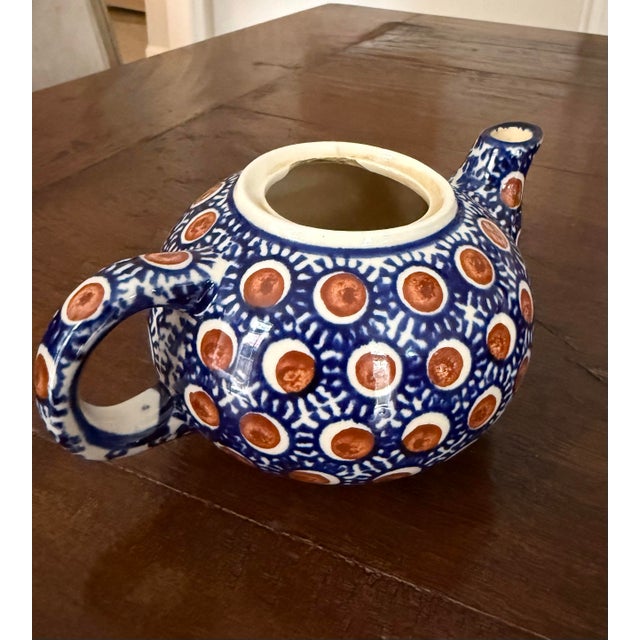 Vintage Boleslawiec Pottery Teapot For Sale - Image 4 of 4