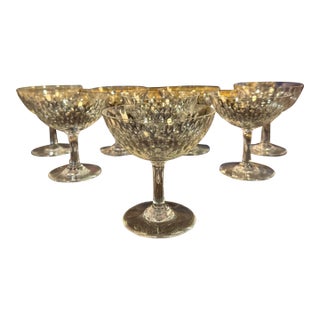 Antique Baccarat Crystal Sherbet / Coupe Glasses – Set of 8, Cut Crystal Dessert Stems, 4” Tall [Cj] For Sale