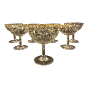 Antique Baccarat Crystal Sherbet / Coupe Glasses – Set of 8, Cut Crystal Dessert Stems, 4” Tall [Cj]