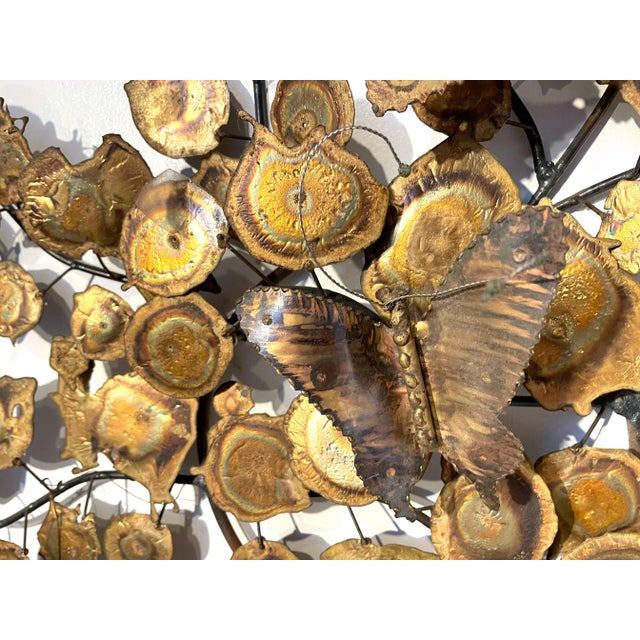 Mid-Century Brutalist Torch Cut Metal 1960s Wall Hanging in the Style of Curtis Jere Raindrops For Sale In Los Angeles - Image 6 of 8