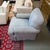 Blue Rolled Arm Chair + Ottoman, Set For Sale - Image 8 of 11