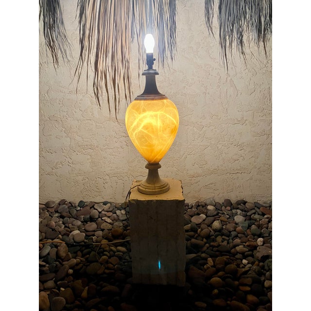 Neoclassical Revival Lit From Within White Alabaster Amphora Shaped Lamp For Sale - Image 4 of 4