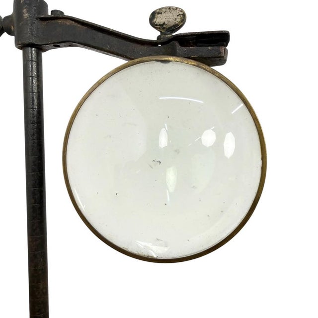Antique Industrial Lens on Stand French Optical Display with Cast Iron Base, 1890s For Sale - Image 5 of 11