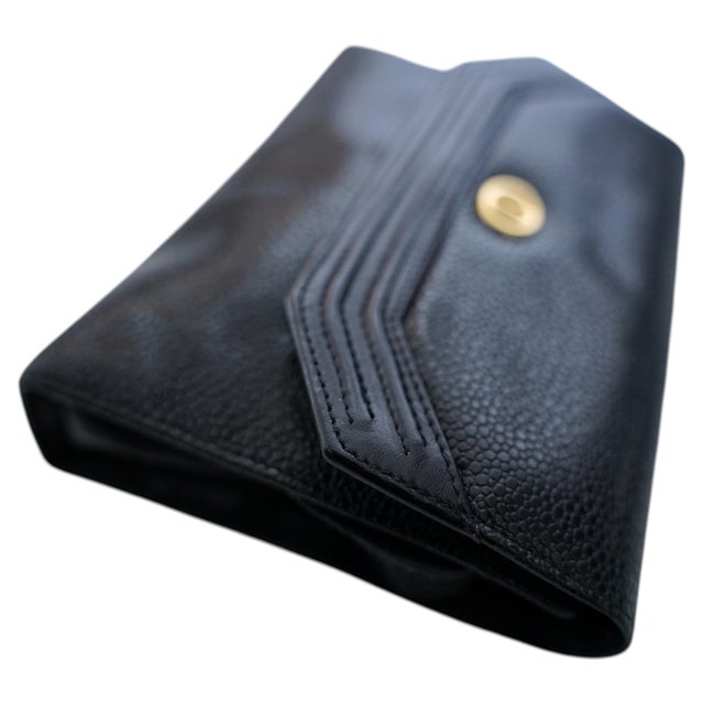 Christian Dior Black Caviar Leather Envelope Clutch, 1990s For Sale In Miami - Image 6 of 14