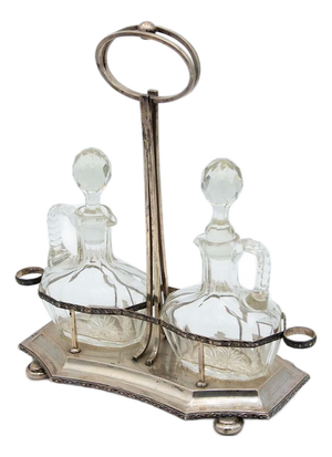 Silver and Glass Cruet Set, Set of 3