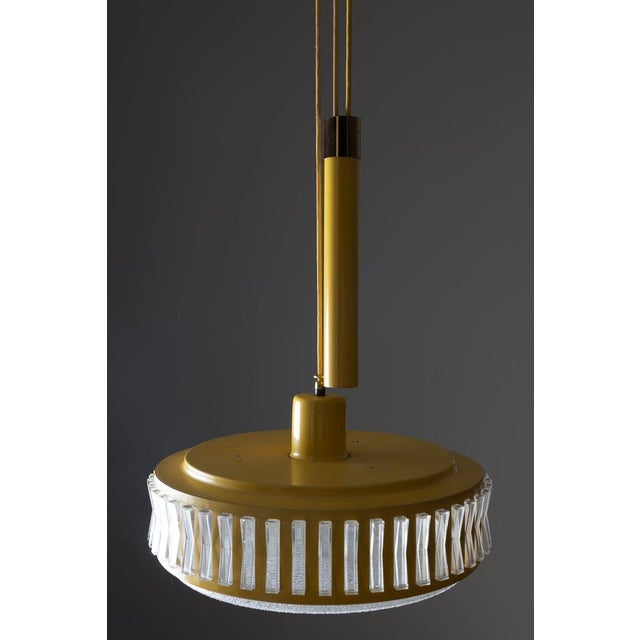 Yellow Extendable Pendant Lamp in Yellow Metal and Plastic, 1970s For Sale - Image 8 of 13