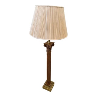 Corinthian Column Floor Lamp & Shade For Sale