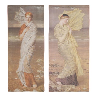 Rug & Kilim's Modern Pair of Pre-Raphaelite Lady Pictorial Tapestry Panels "Seagulls" For Sale