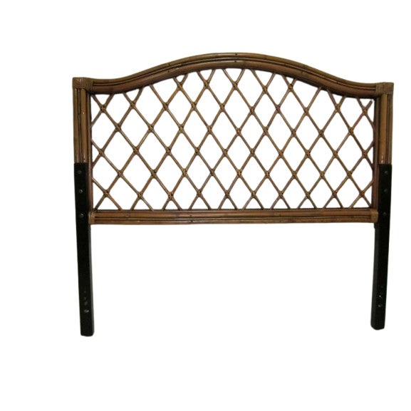 1990s 1990s Safavieh Brown Multi Rattan Wicker Trellis Headboard Wood Accent Queen For Sale - Image 5 of 7