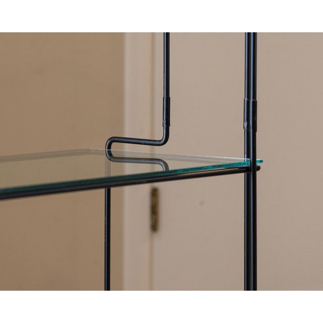Max Sauze for Atrow “Isocèle” Black Metal & Glass Étagère, France, C. 1969 For Sale - Image 12 of 14