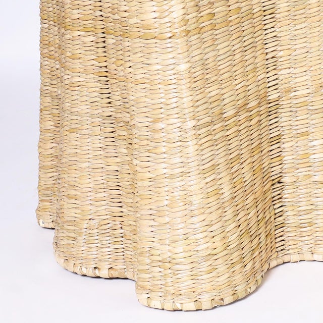Long Wicker Drapery Ghost Console For Sale - Image 9 of 9