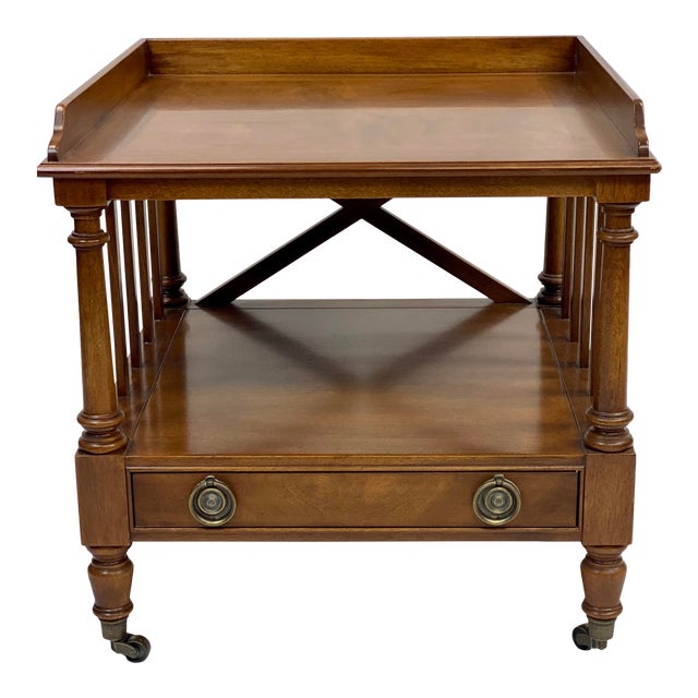 Vintage Mahogany Campaign Side Table on Casters Chairish