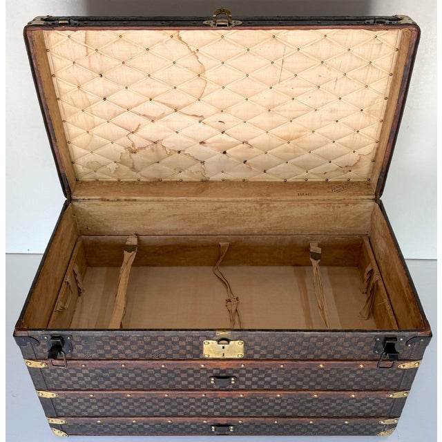 Traditional Rare Early Louis Vuitton Damier Steamer Trunk with Ballantine Family Provenance For Sale - Image 3 of 18