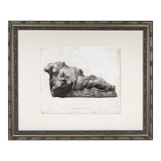 19th Century Antique Engraving of Roman Marble Figures in British Museum 1830 For Sale