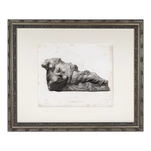 19th Century Antique Engraving of Roman Marble Figures in British Museum 1830