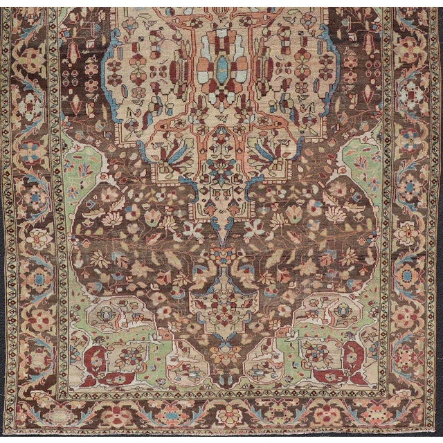 Tribal Antique Persian Malayer Gallery Rug With Large Floral Medallion With Soft Colors For Sale - Image 3 of 14
