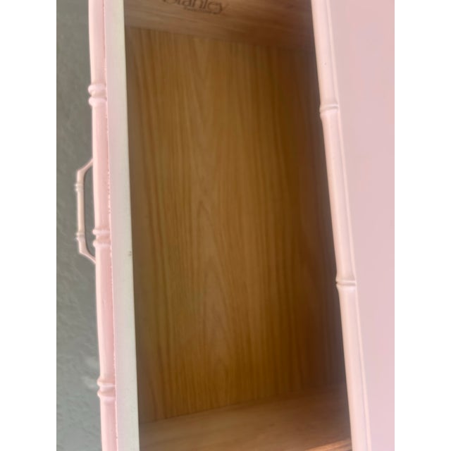 Wood Late 20th Century Stanley Furniture Pink Faux Bamboo Style Nightstand For Sale - Image 7 of 8
