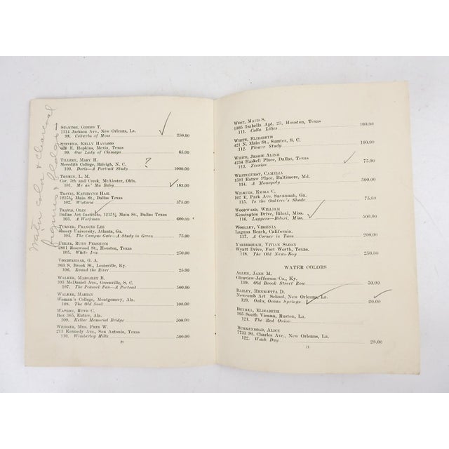 1930s 1930 Southern States Art League 10th Annual Exhibition Program Book For Sale - Image 5 of 6