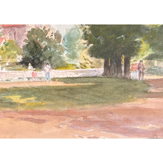 Red 1960s Watercolor; Harold Latham; St. Andrew’s Church, Alfriston, East Sussex, For Sale - Image 8 of 10