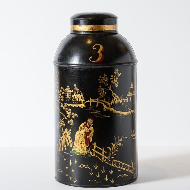 Gold Painted Black Tea Canisters Set of 5 Chairish