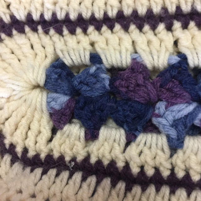 Textile Purple & Blue Moroccan Inspired Hand Made Throw For Sale - Image 7 of 7