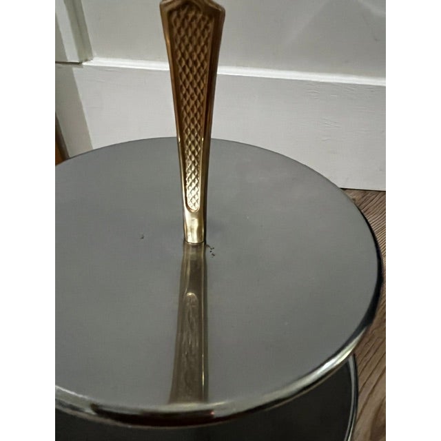 Mid-Century Modern Vintage Kromex Tidbit Tray Two Tier Stainless Gold Tone Center Post For Sale - Image 3 of 14