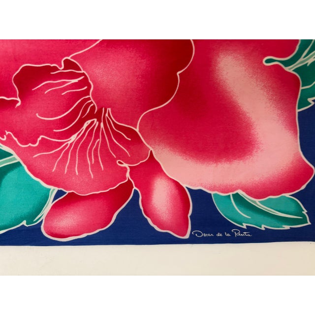Red Oscar De La Renta Vivid Floral Tropical Silk Scarf For Sale - Image 8 of 12