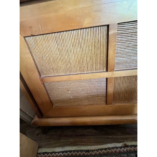 1958 Northwest Chair Company 8 Piece Solid Maple and Rattan Glass Front Hutch For Sale - Image 11 of 11