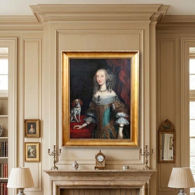 Portrait of Anna Maria Luisa d'Orléans, 17th Century, Oil Painting on Canvas, Framed For Sale - Image 3 of 18