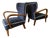 Art Deco Armchairs in Walnut and Velvet, Italy, 1930s, Set of 2 For Sale