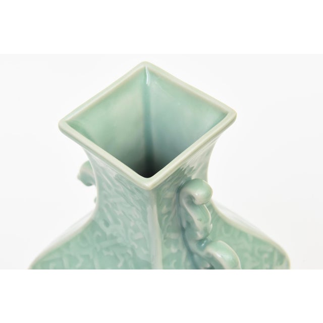 Ceramic Vintage Mid Century Modern Porcelain Asian Vase in Celadon Green, 1950's For Sale - Image 7 of 11