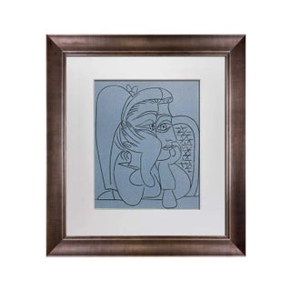 Pablo Picasso Linogravure Ltd Edition - "Femme Accoudee" 1959 W/Frame For Sale