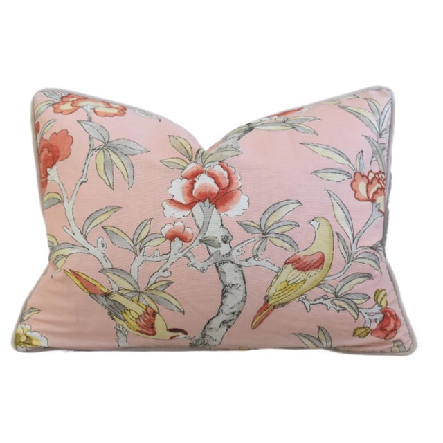 French Provincial Thibaut Floral & Birds Giselle Botanical Feather/Down Pillow For Sale - Image 3 of 6