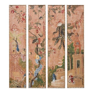 Set of Four Chinoiserie Painted Faux Bamboo Panels For Sale