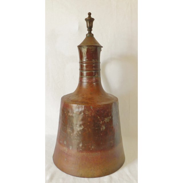 English Large Antique Late 19th Century Solid Copper Hand Hammered Pitcher Jug For Sale - Image 3 of 11