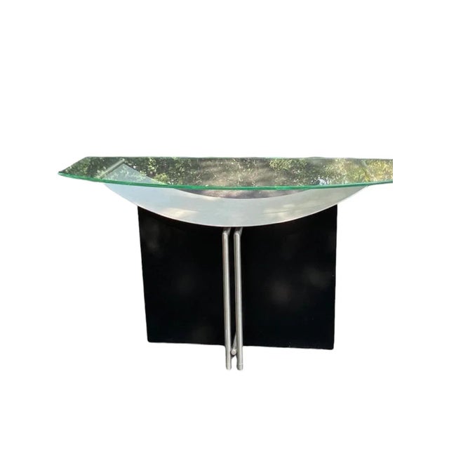 Modern Steel Glass Console For Sale - Image 4 of 10