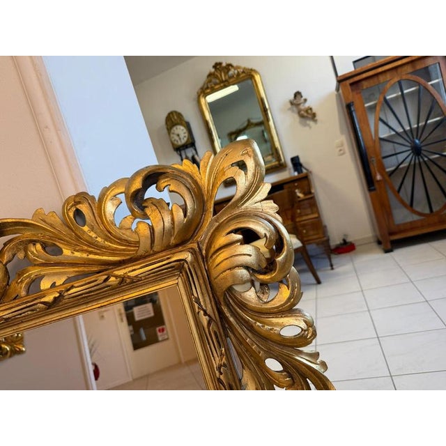 Florentine Mirror with Acanthus Leaf Carving Wood For Sale - Image 10 of 18
