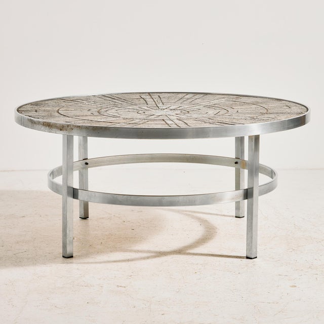Steel Coffee Table with Stone Top by Edel Hegedal for L. Hjorth, 1970s For Sale - Image 10 of 10