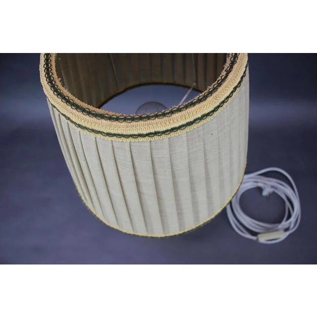 - Mid-Century Brass Table Lamp, Germany, 1960s, - made of Brass and Fabric - some of little holes in Fabric Lampshade -...